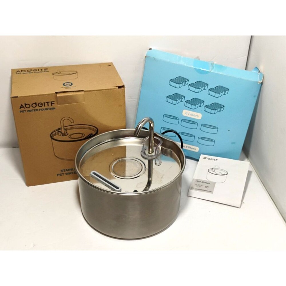 AOOGITF Stainless Steel Pet Water Fountain Dog Cat Plus Extra Filters